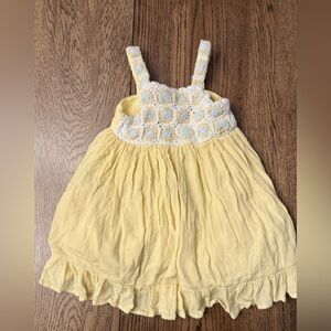 Haute Hippie Toddler Girl’s Yellow Crochet Gauze Boho Sundress Size 3T BQ